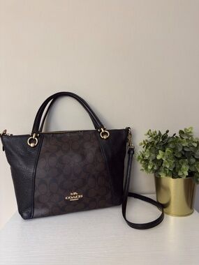 Coach Kacey Satchel Signature Canvas Brown Black C6230 Crossbody Bag
